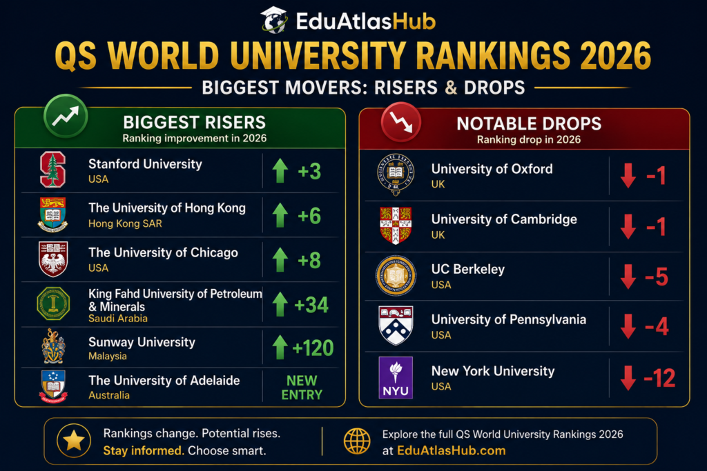 QS Rankings 2026 biggest movers risers climbers drops